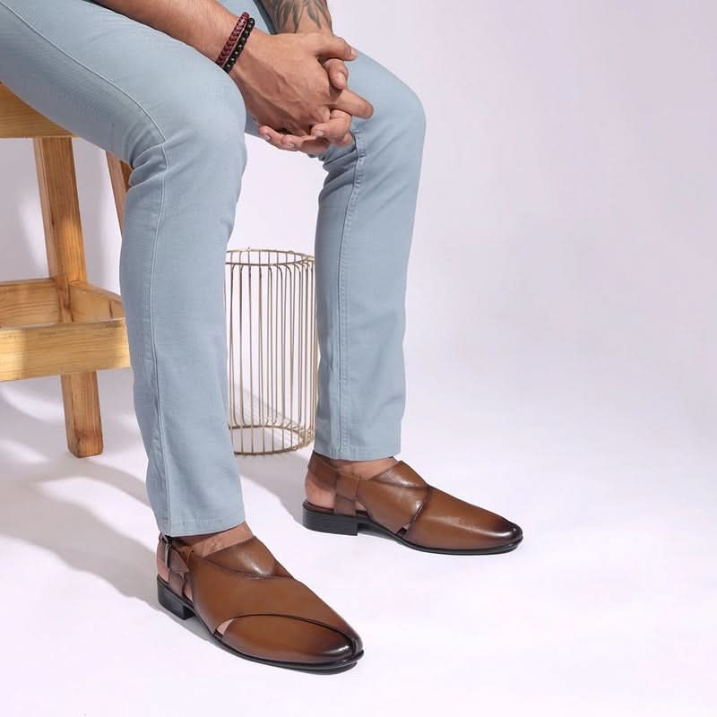 Heritage Tan Cut Design Formal Sandals