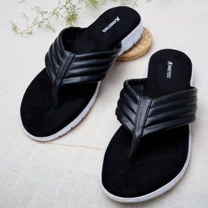 Black Quilted Thong Sandals