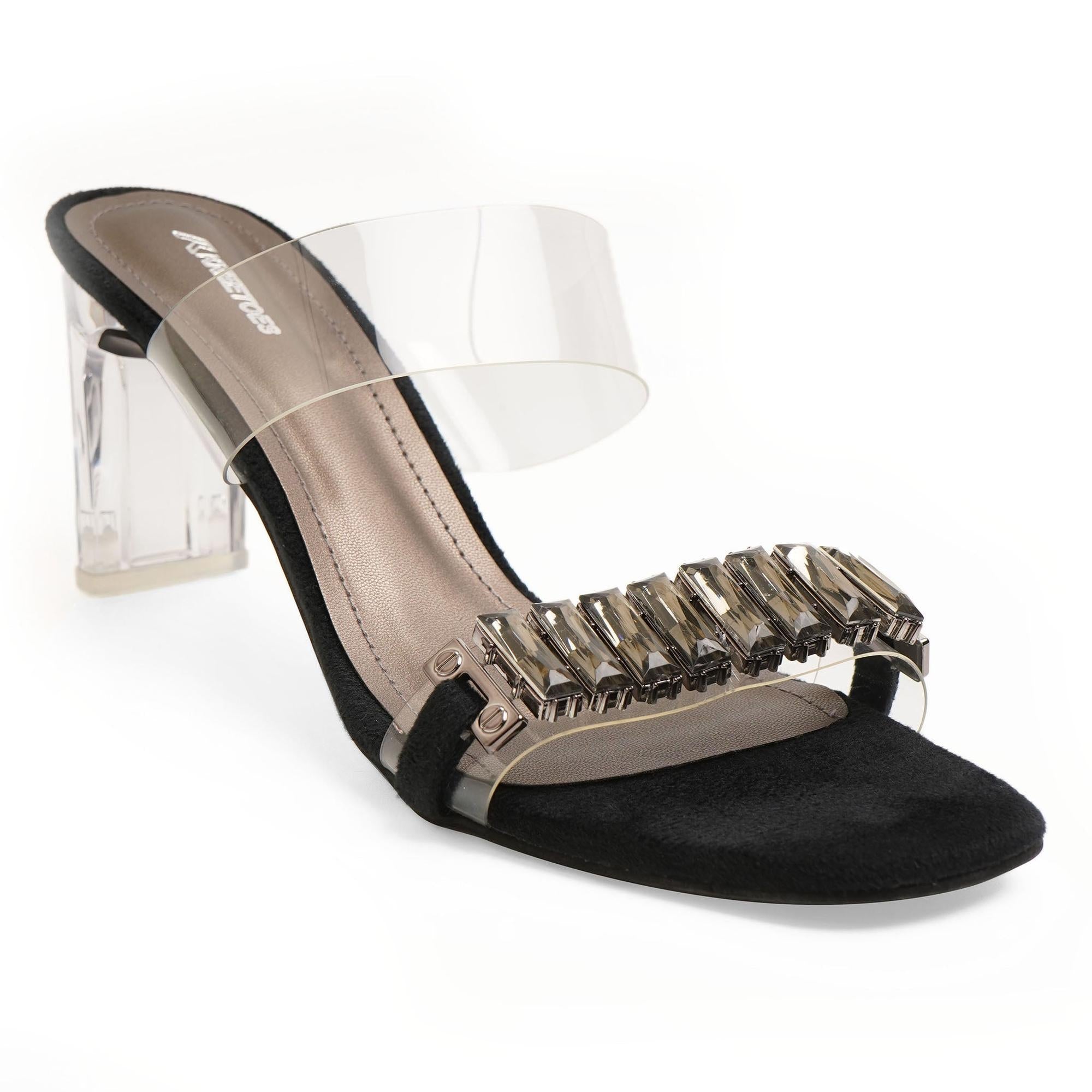 Sparkle Studs Black Block Party Sandals