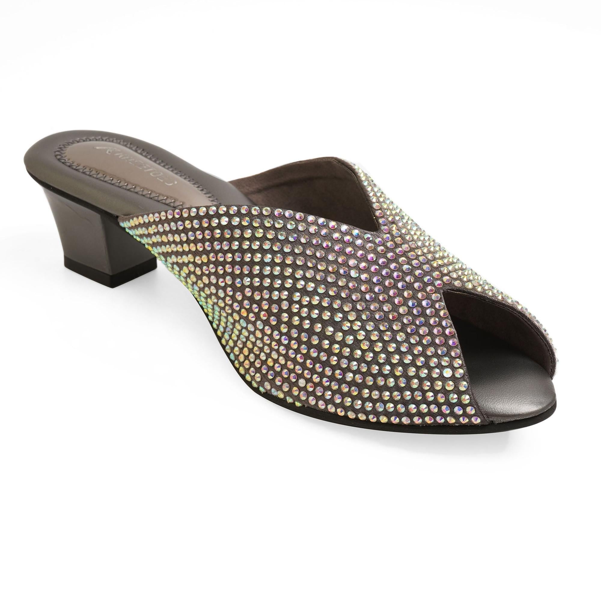 Crystalshine Charcoal Grey Block Sandals