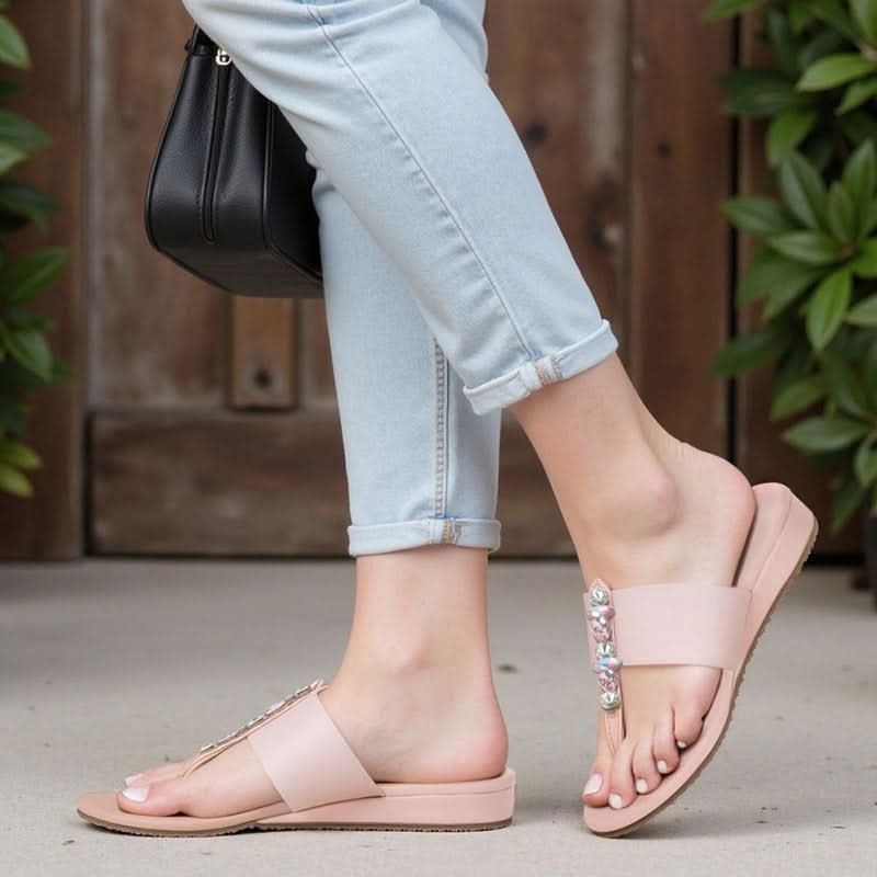 Dazzling Light-Pink One-Toe Sandals