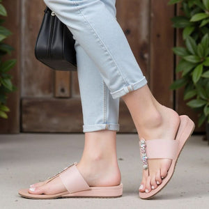 Dazzling Light-Pink One-Toe Sandals