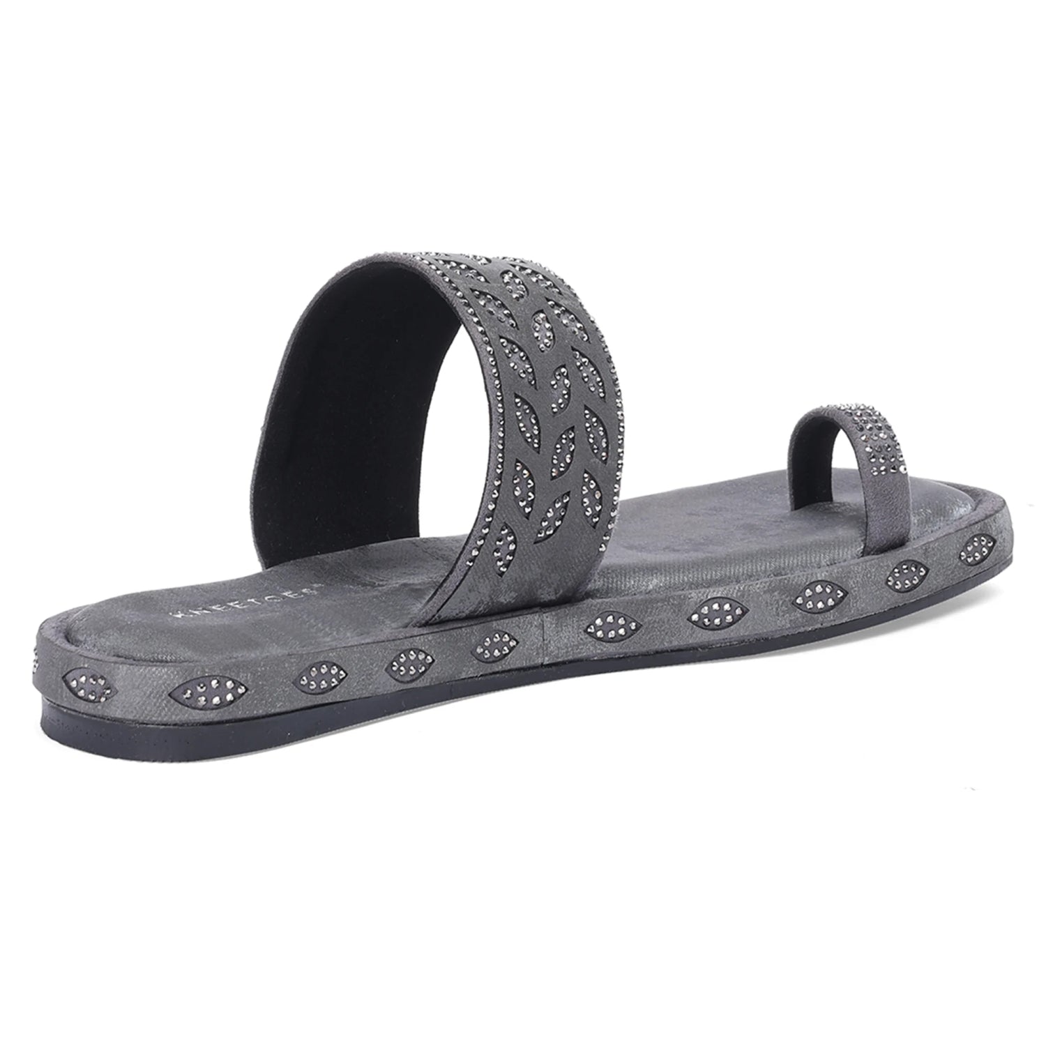 Grey Flat Comfortable One-Toe Sandals