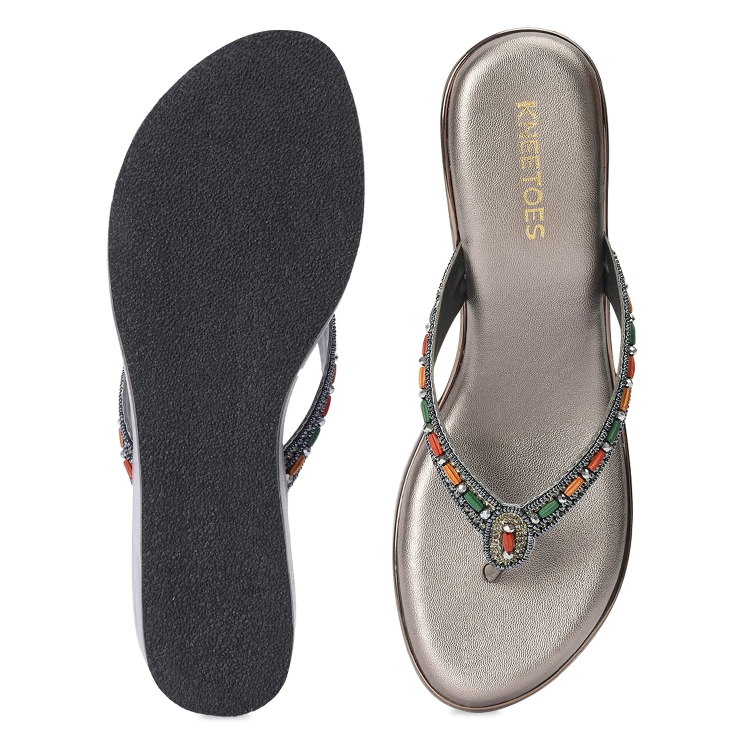 Premium Grey Wedge Open-Toe Thong Sandals