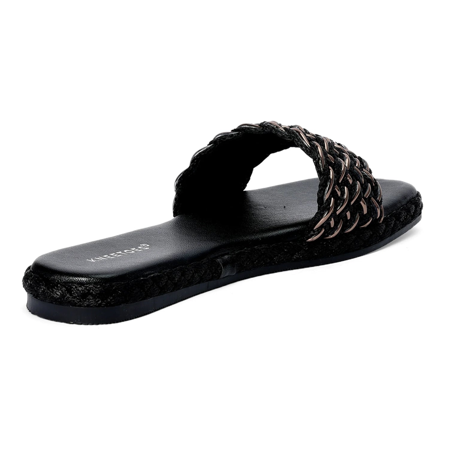 Comfortable Textured Black Square-Toe Sliders