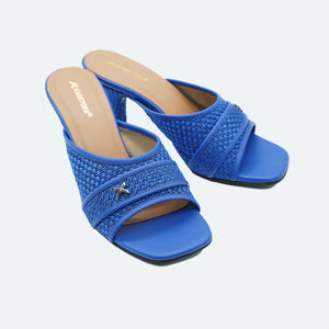 Bold Blue Textured Stiletto Sandals