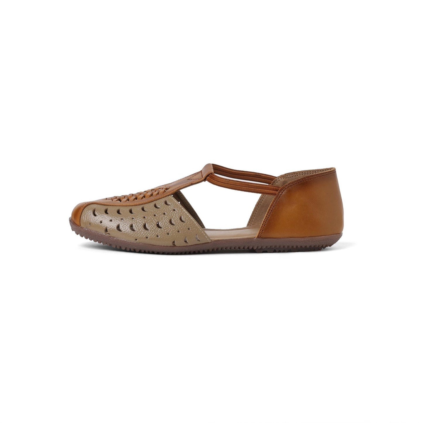 Two-tone Light Brown Closed-Toe Sandals