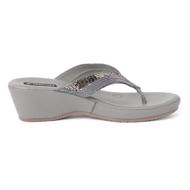 Gemglow Grey Wedge Thong Sandals