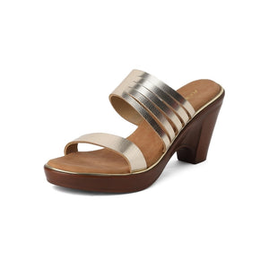 Sparkly Gold Multi-Strap Block Heel Sandals