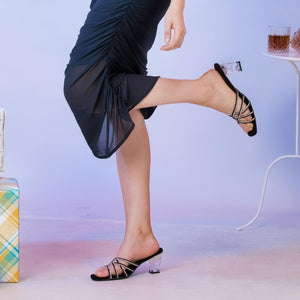 Sparkly Black Criss-Cross Party Sandals