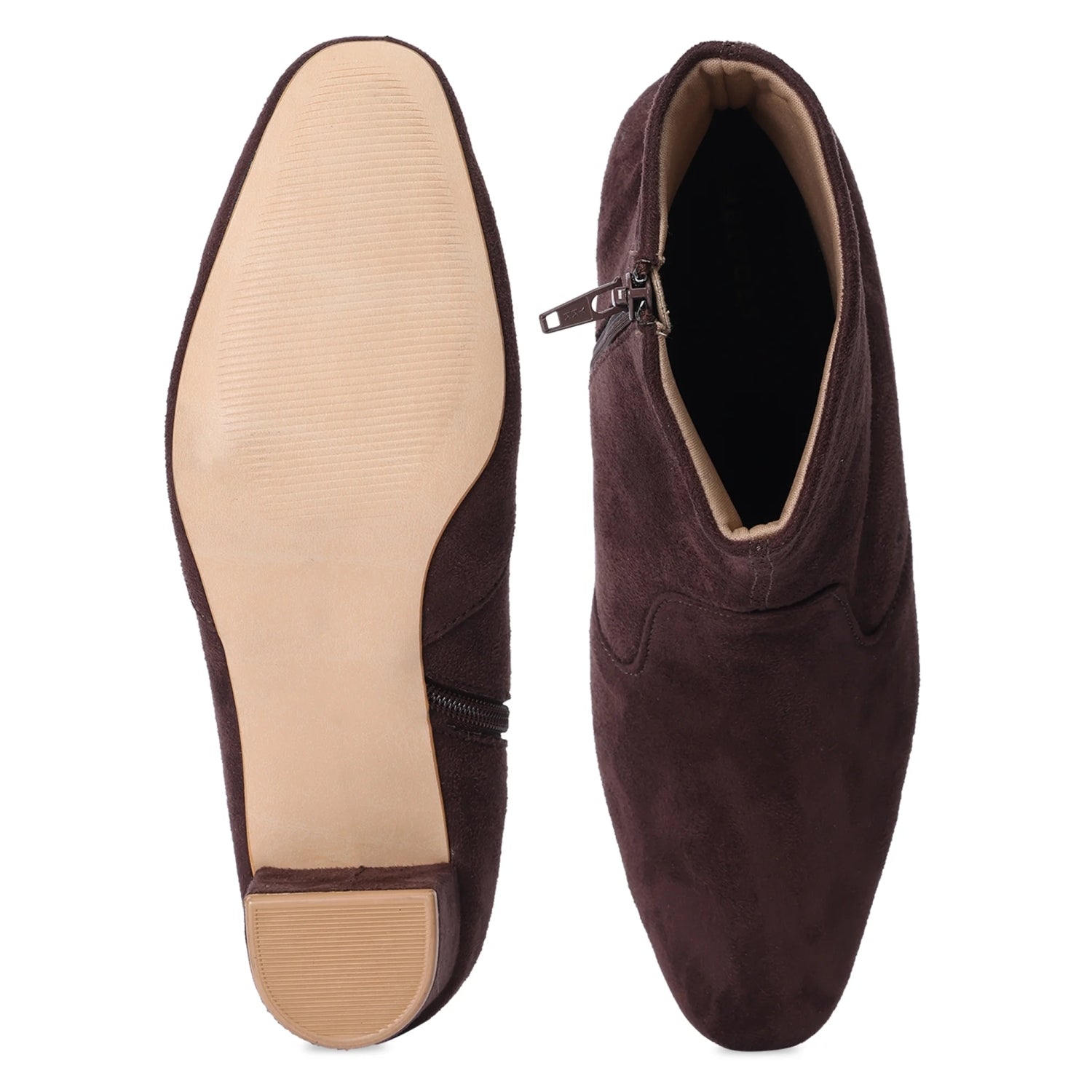 Brown Block Heel Beatle Boots