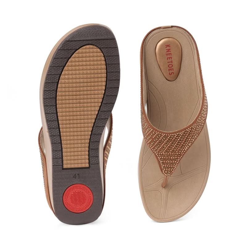 Light-Brown Gleam Glow Casual Thong Sandals