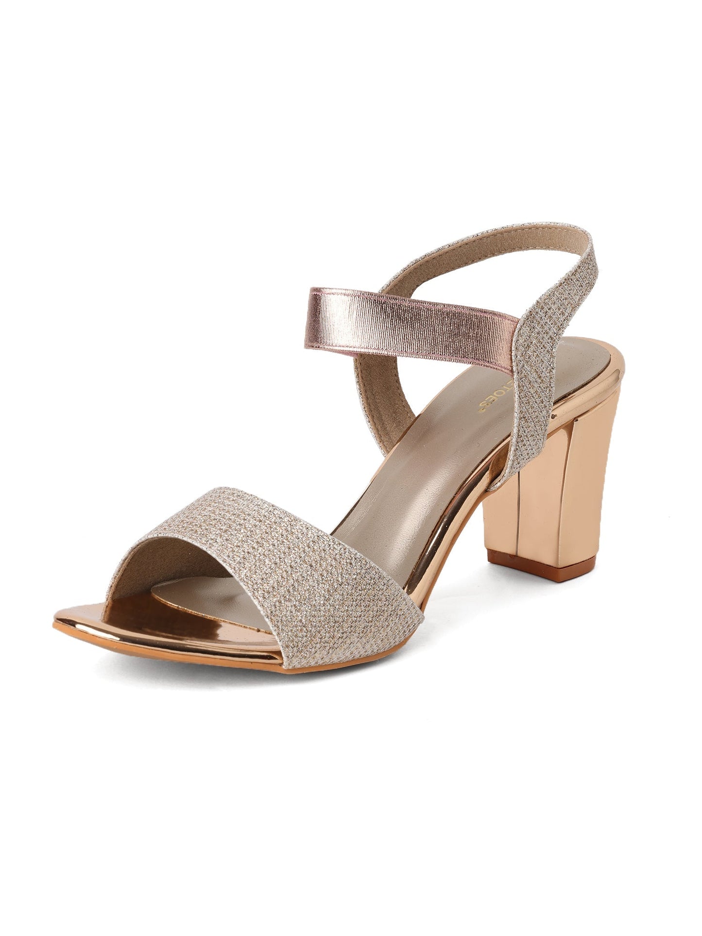 Elegant Rose Gold Glittery Heeled Sandal
