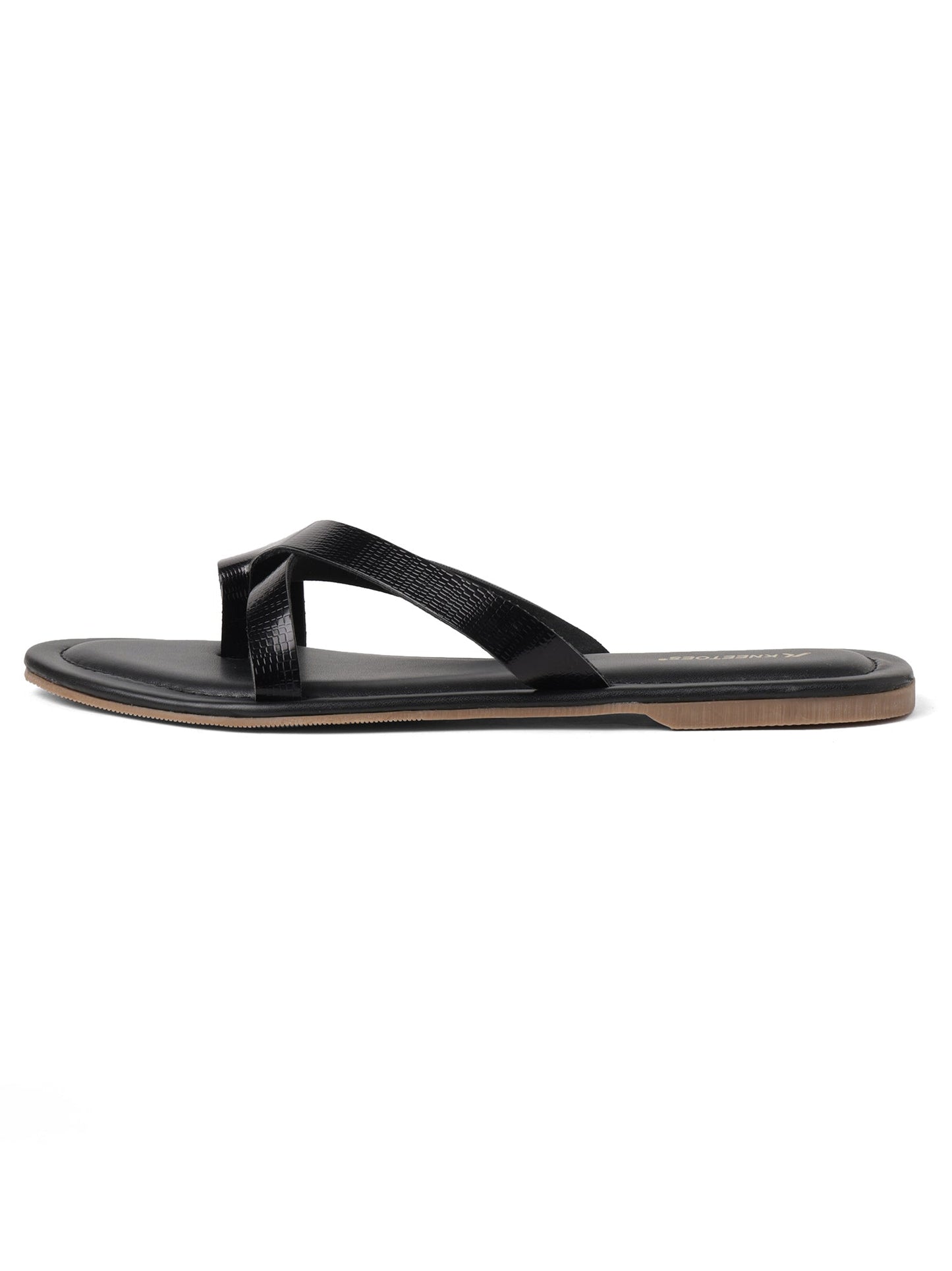 Sleek Black Cross Strap Flats