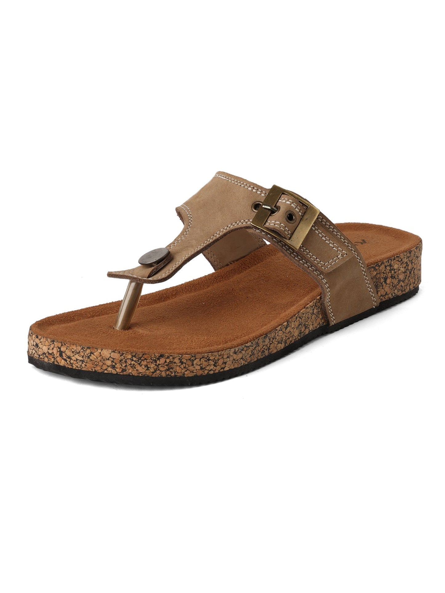 Beige Genuine Leather Sandal