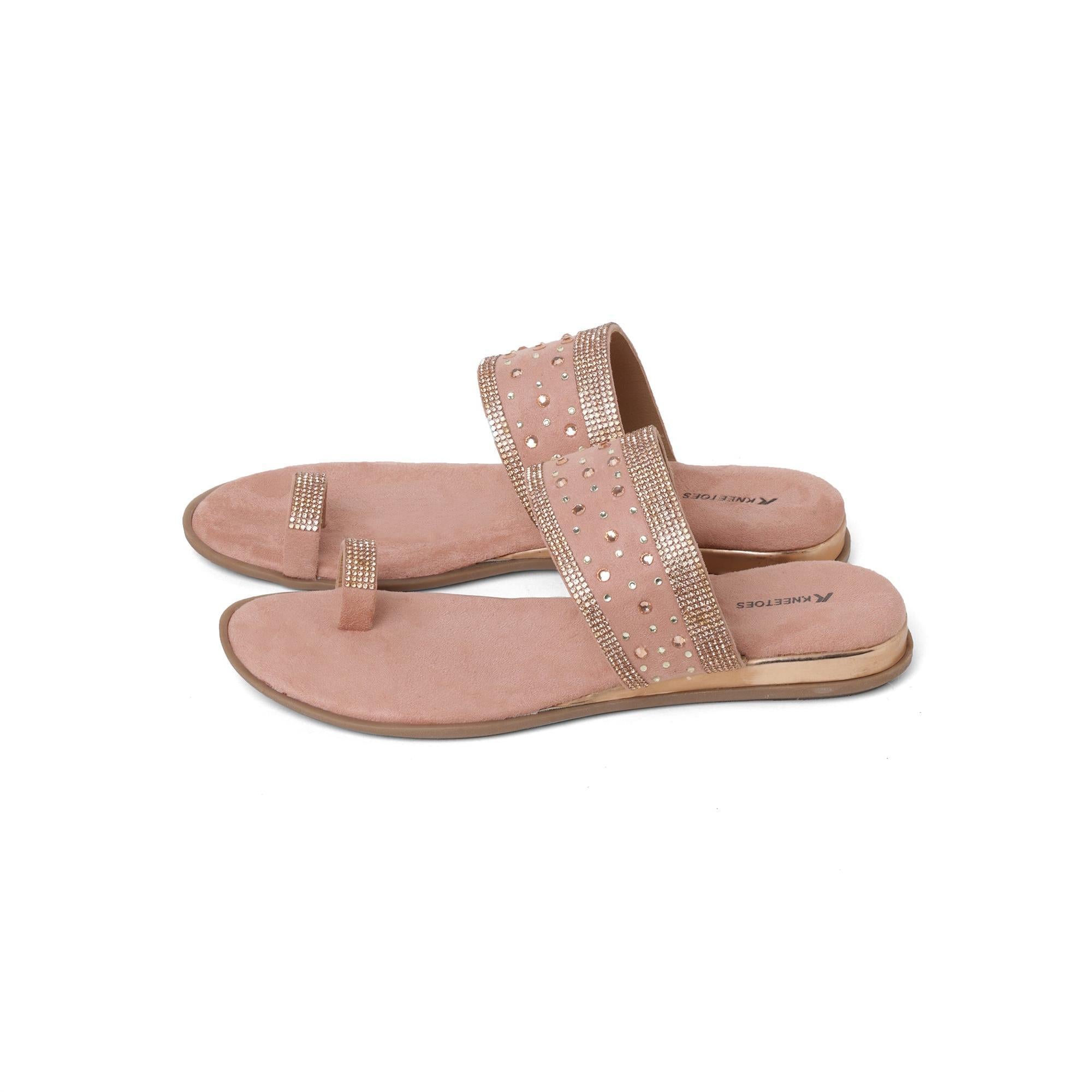 Pretty Pink Embellished One-Toe Sandals