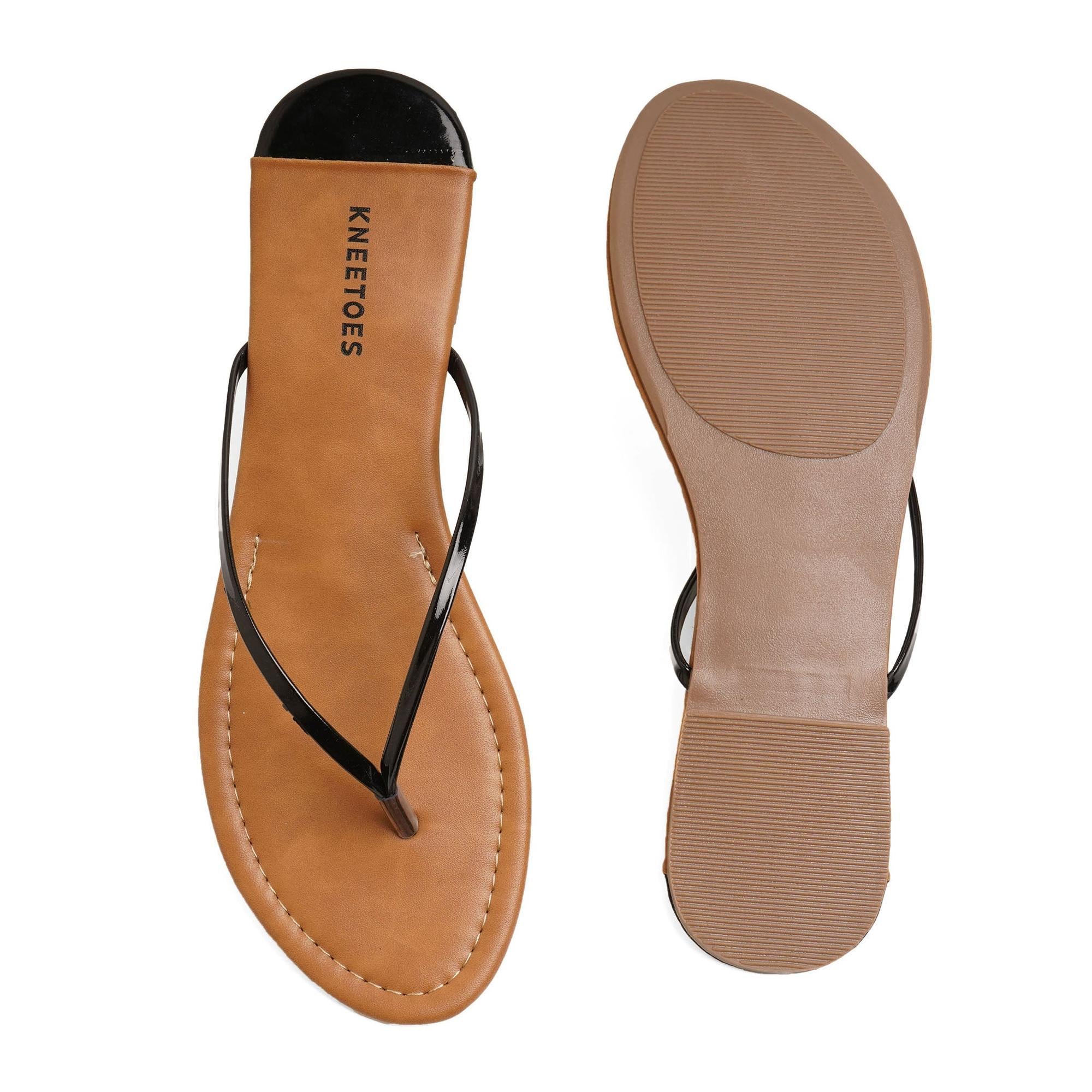 Classic Black Solid Flip-Flops Slippers