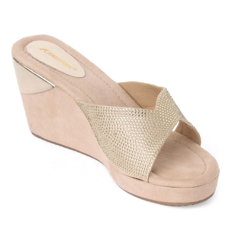 Gemglow Gold Wedge Sandals