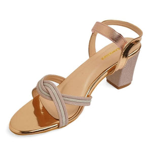 Rose-Gold Shimmer Criss-Cross Box Sandals