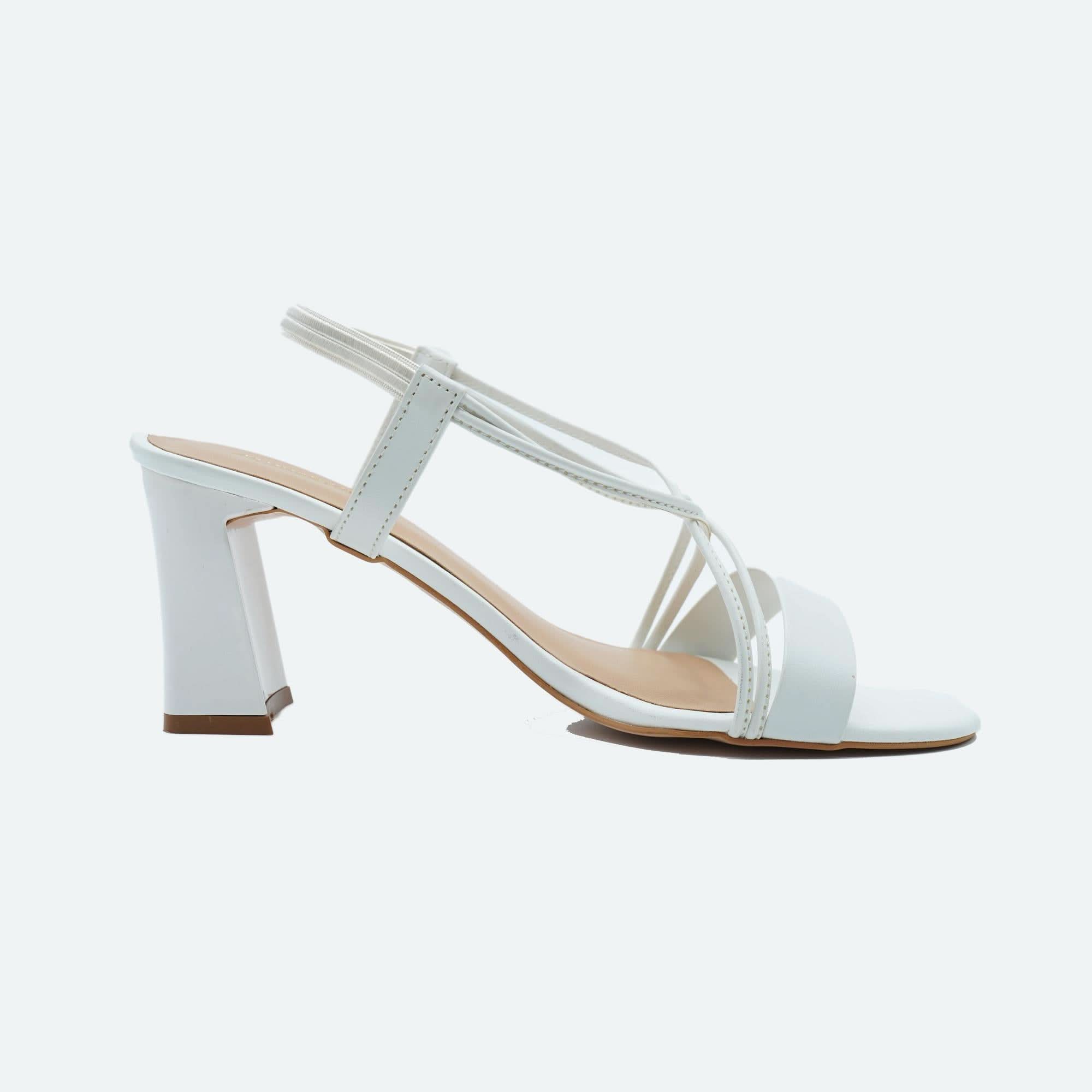 White Solid Criss-Cross Block Sandals