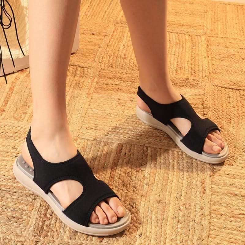 Jet Black Waterproof Cut-Out Open-Toe Sandals