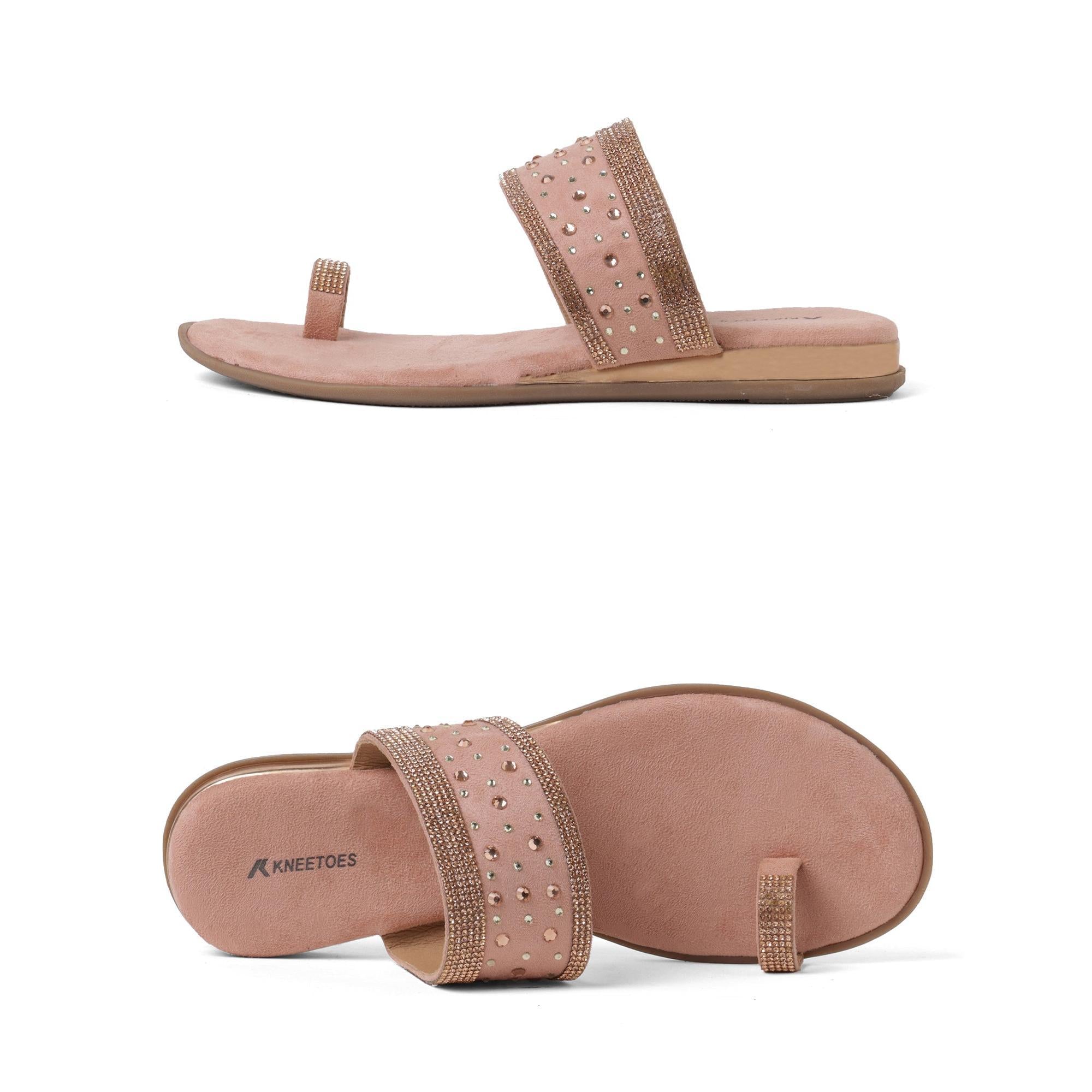 Pretty Pink Embellished One-Toe Sandals