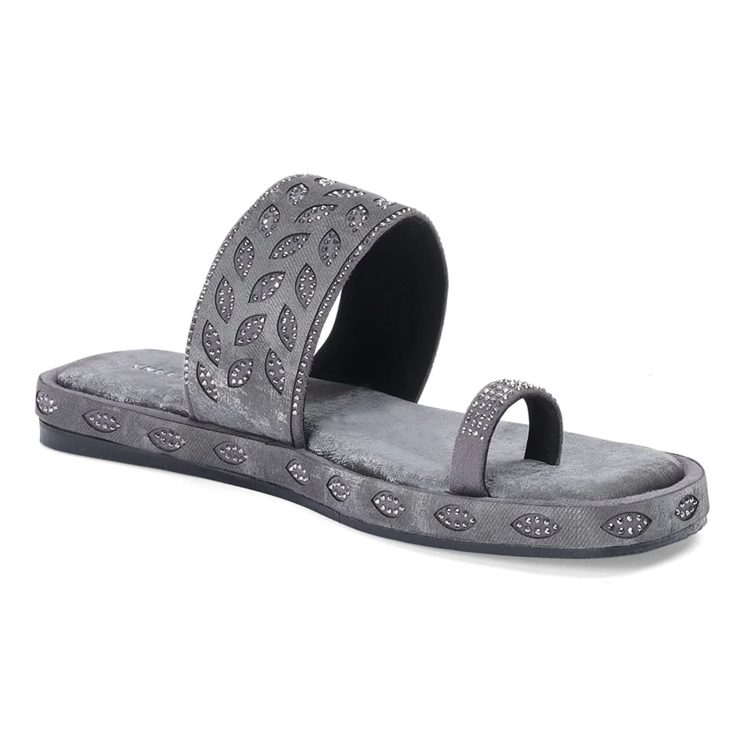 Smoky Grey Studded Toe-Loop Flats