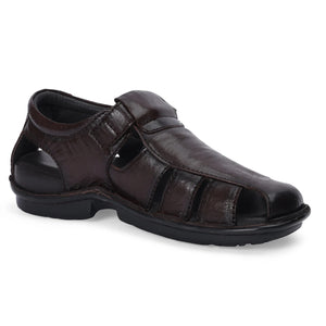 Luxe Dark Brown Buckle Closure Sandals