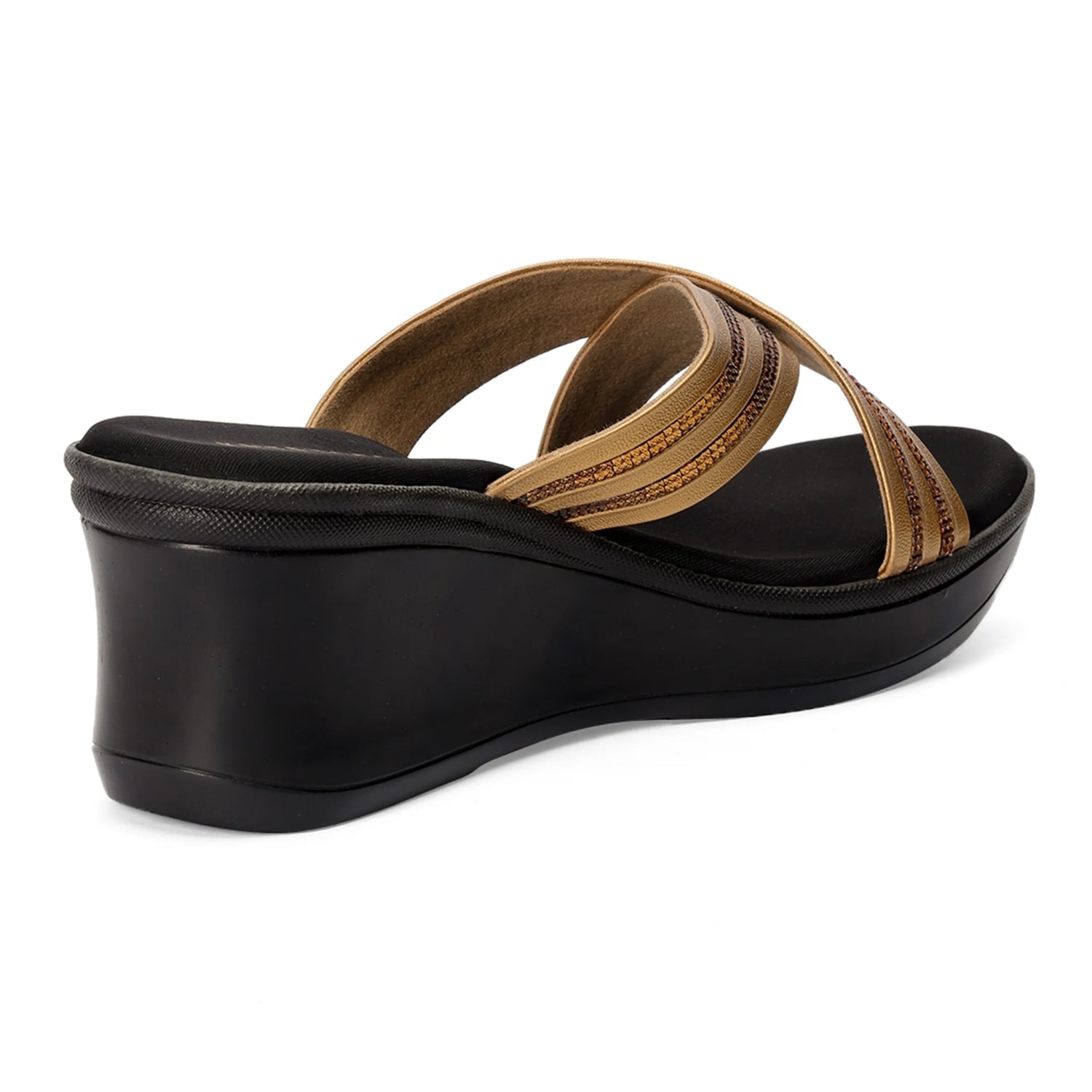 Bronze Embellished Wedge Heel Sandals