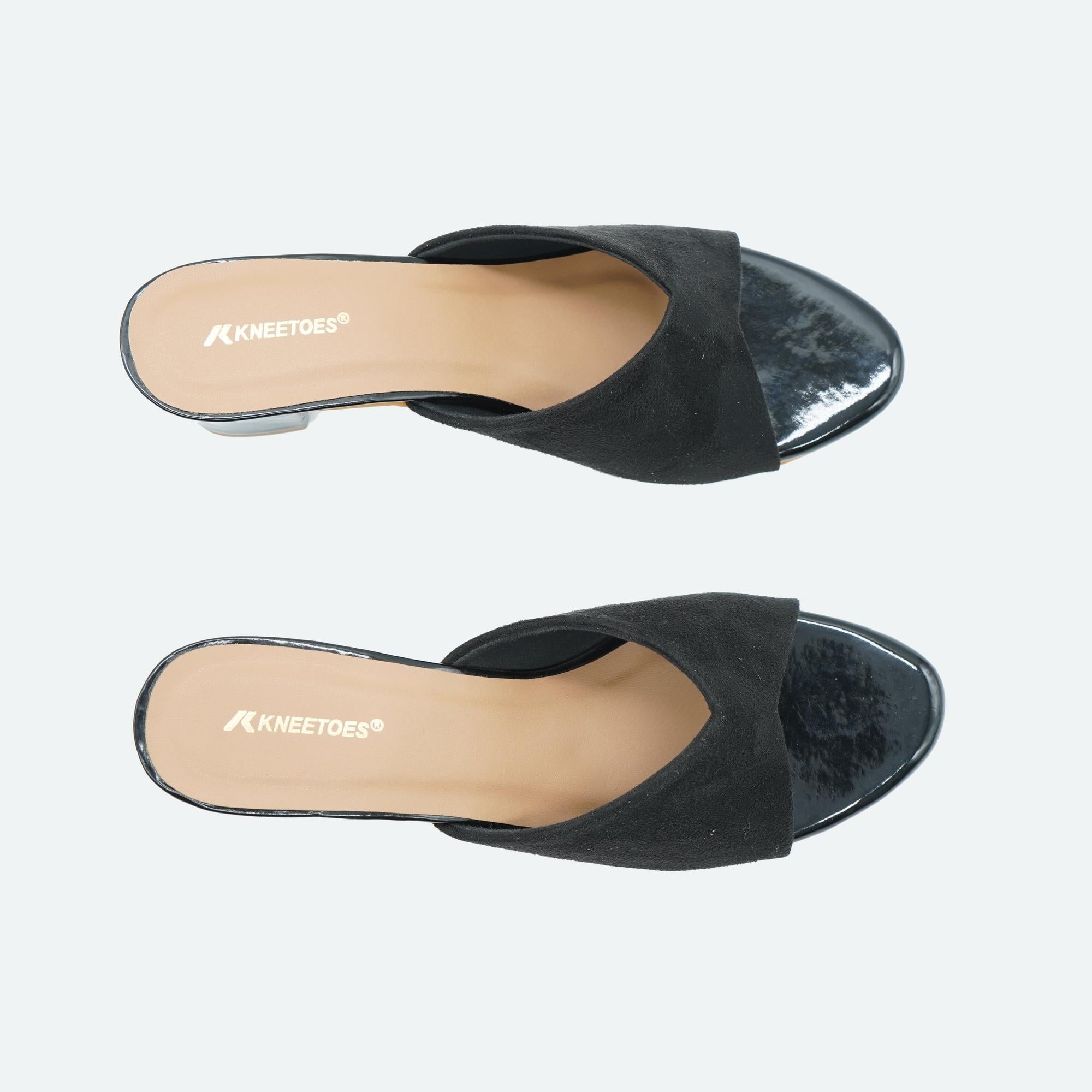 Matte Muse Black Block Heel Open-Toe Sandals