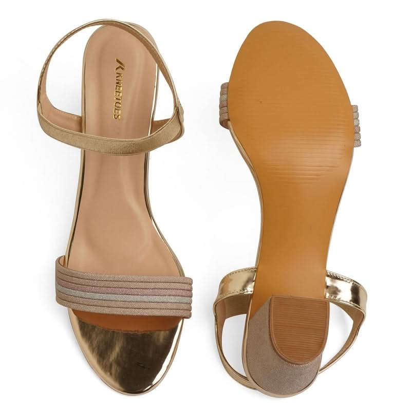 Gold Shimmer Block Heel Sandals