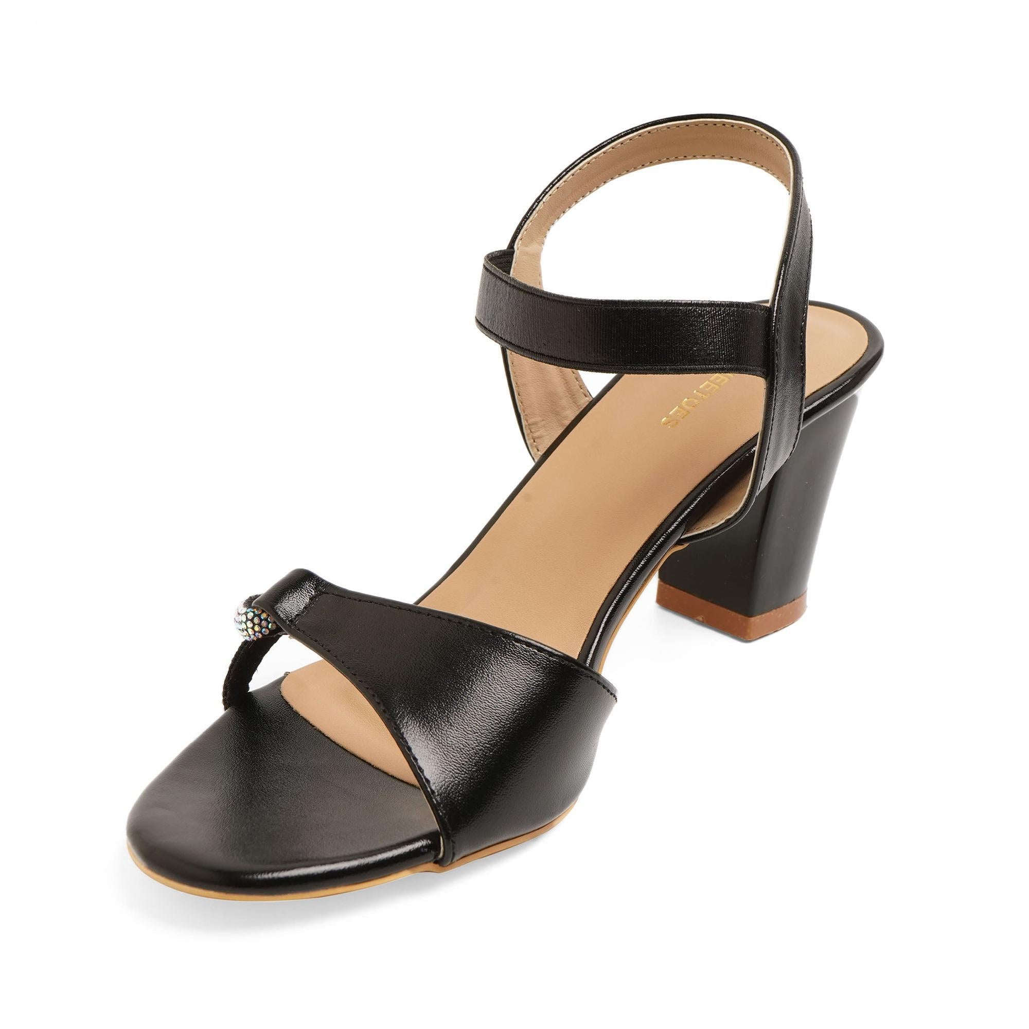 Bold Black Block Heel Party Sandals