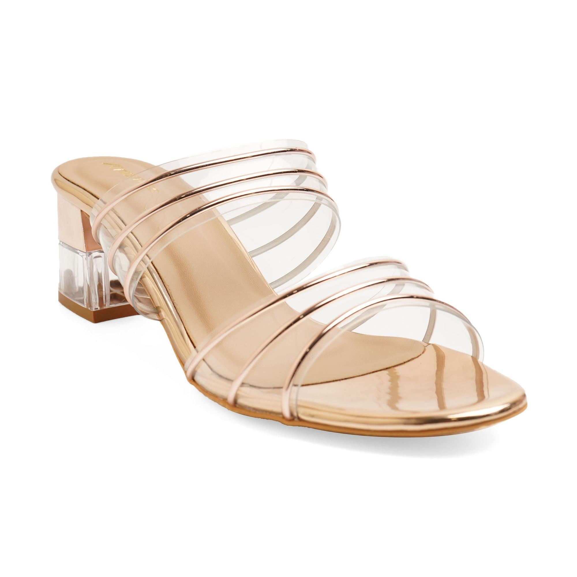 Bold Gold Block Heel Party Sandals