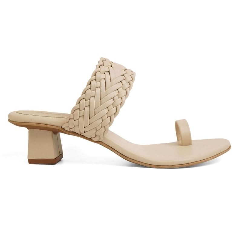 Subtle Beige Braided Block Sandals