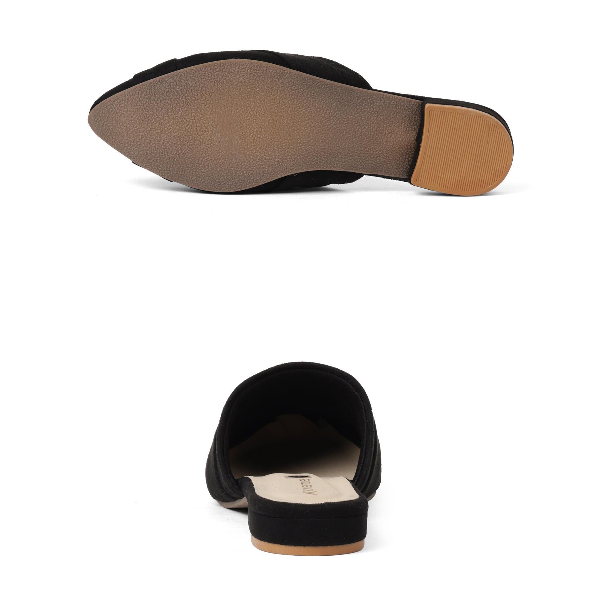 Staple Twist Black Block Heel Mules