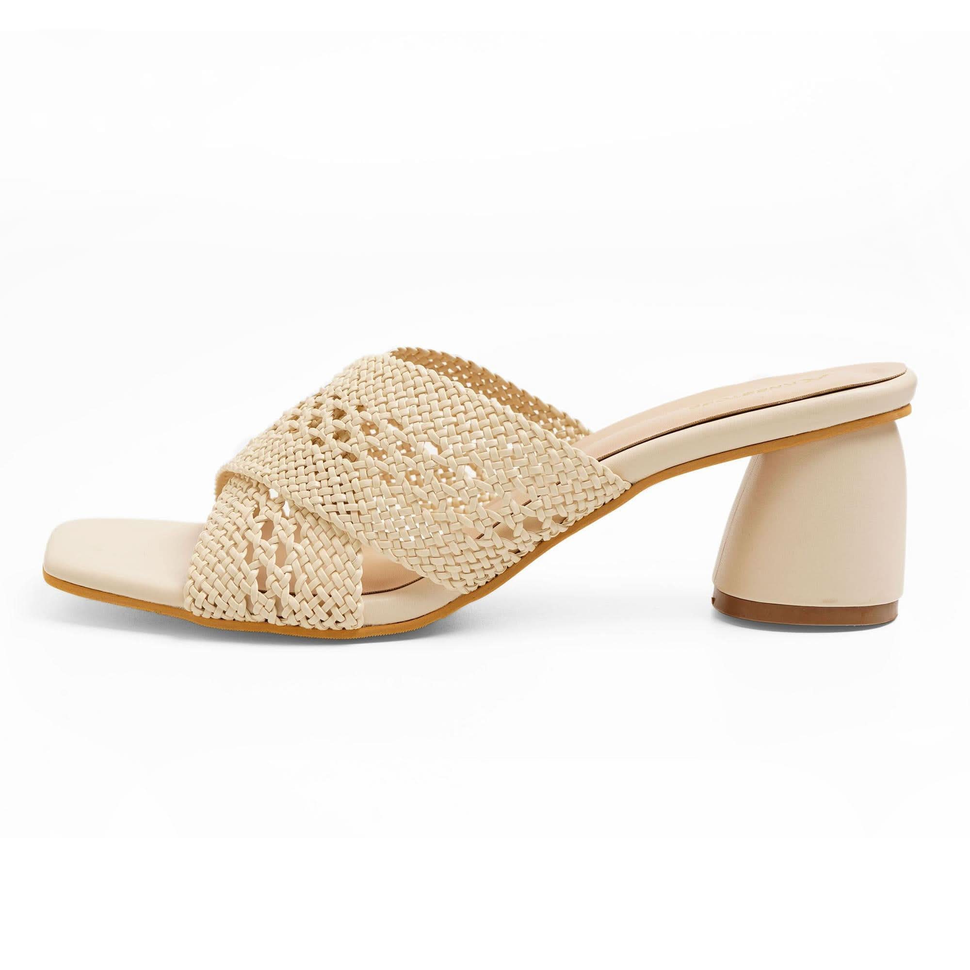 Subtle Cream Crochet Block Sandals