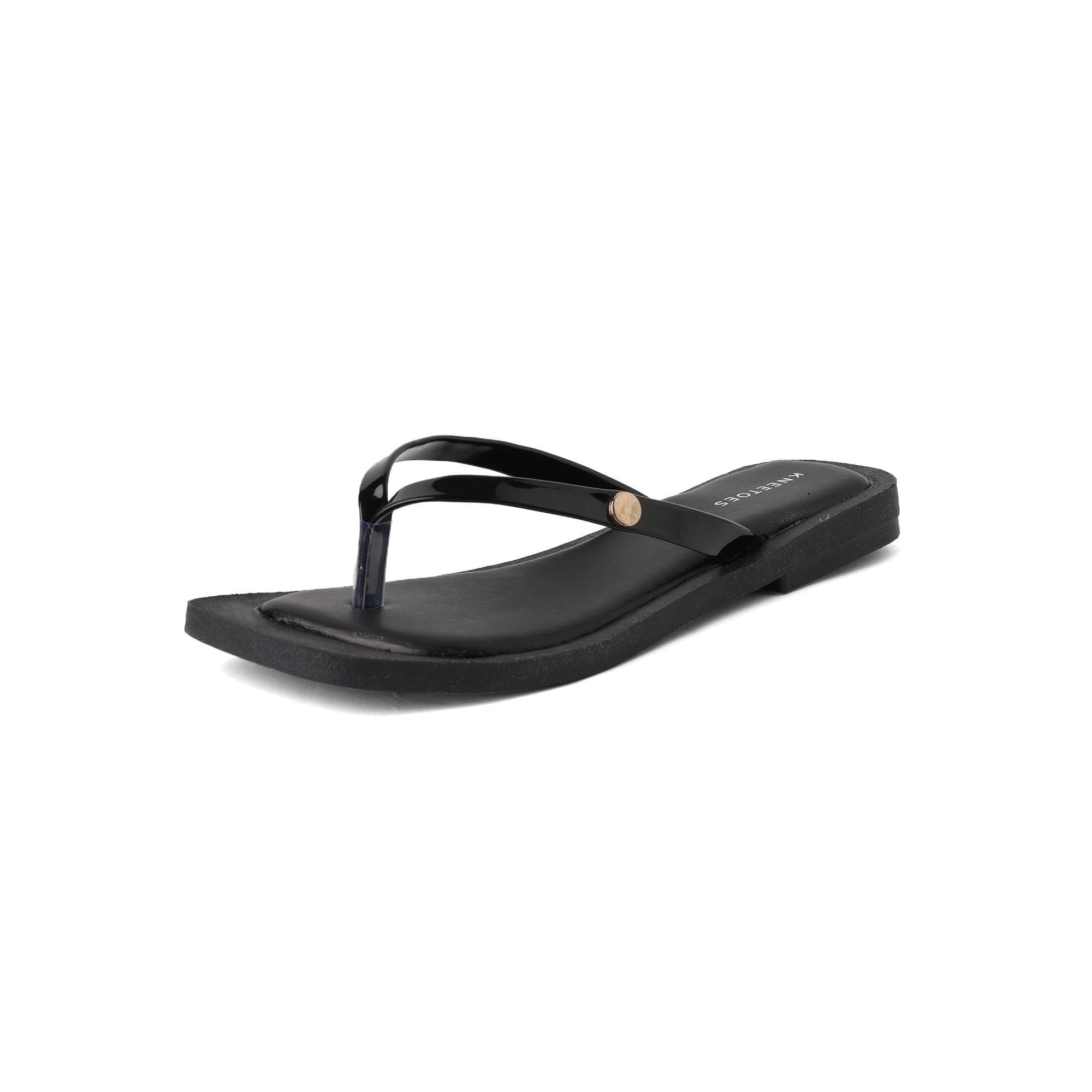 Classic Black Solid Flip-Flop Slippers