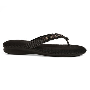 Bead Luxe Black Thong Cushioned Sandals