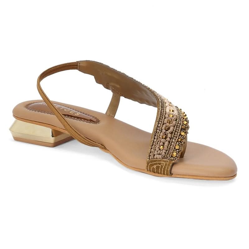 Navisha - Bronze Embellished Sandals