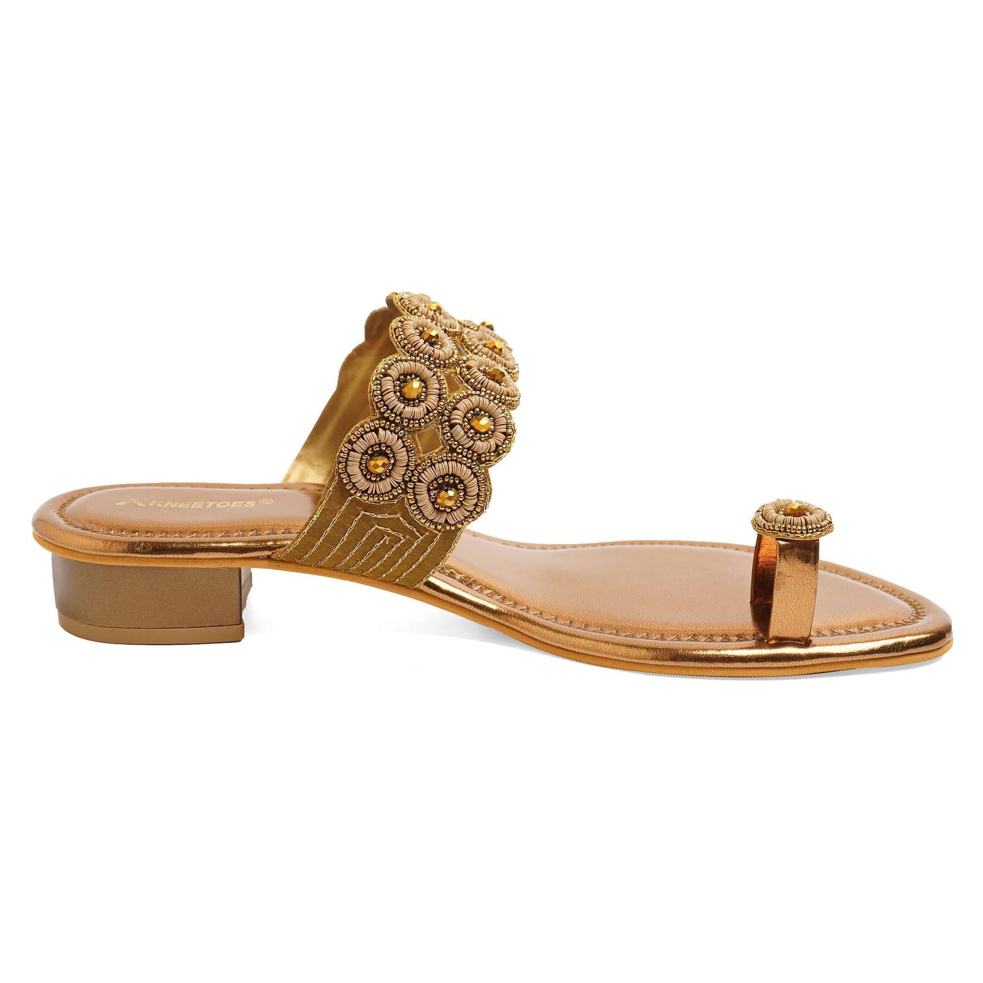 Bead Luxe Bronze Ethnic Sandals