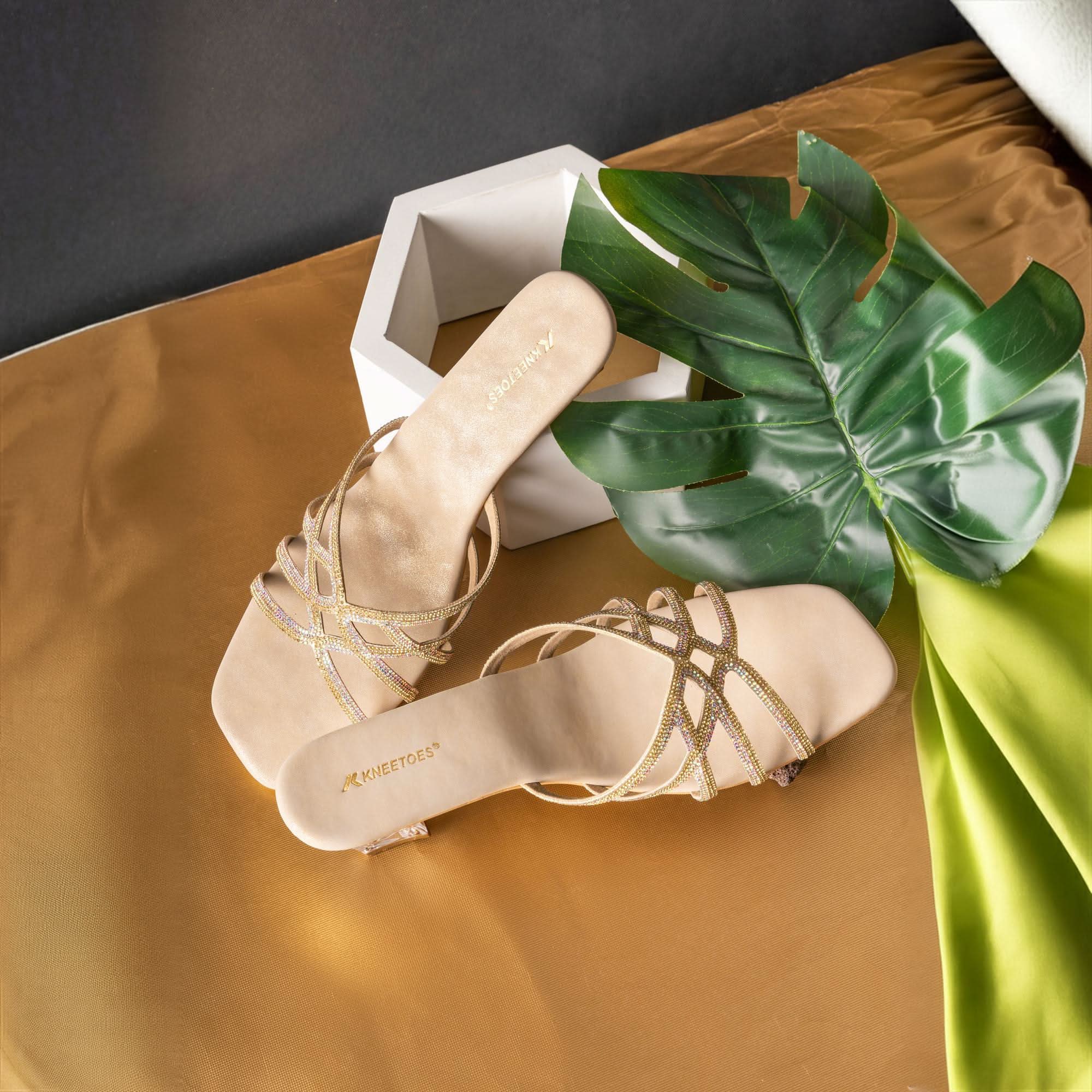 Gold Glam Glow Criss-Cross Party Sandals