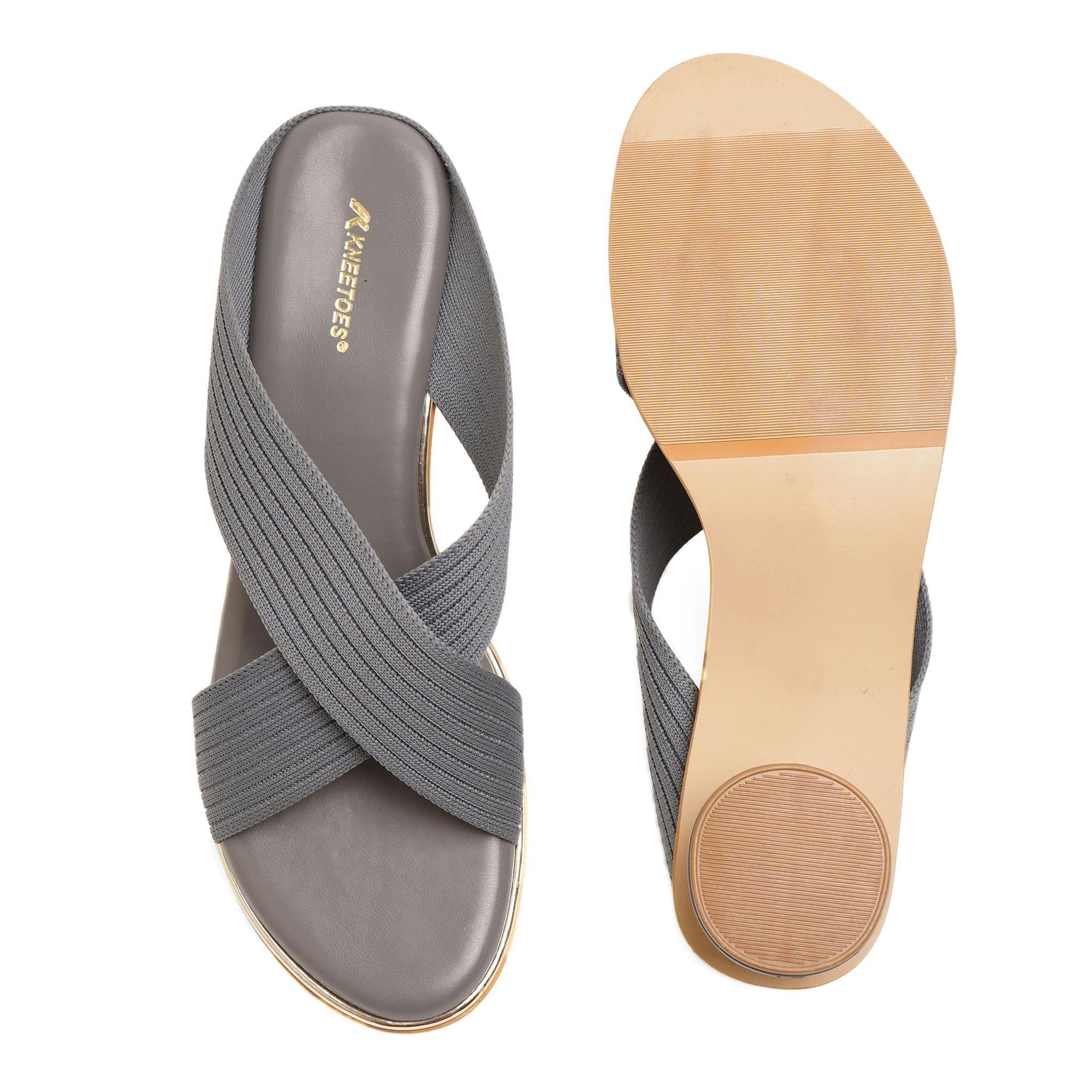 Bold Charcoal Grey Criss-Cross Sandals