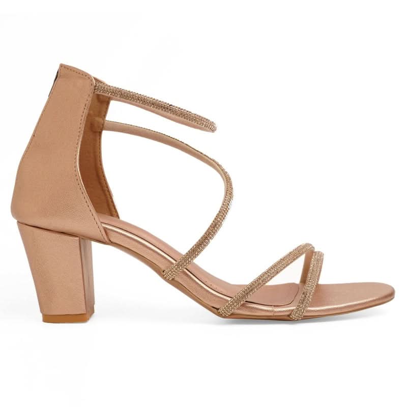 Glow Rose Gold Block Heel Sandals