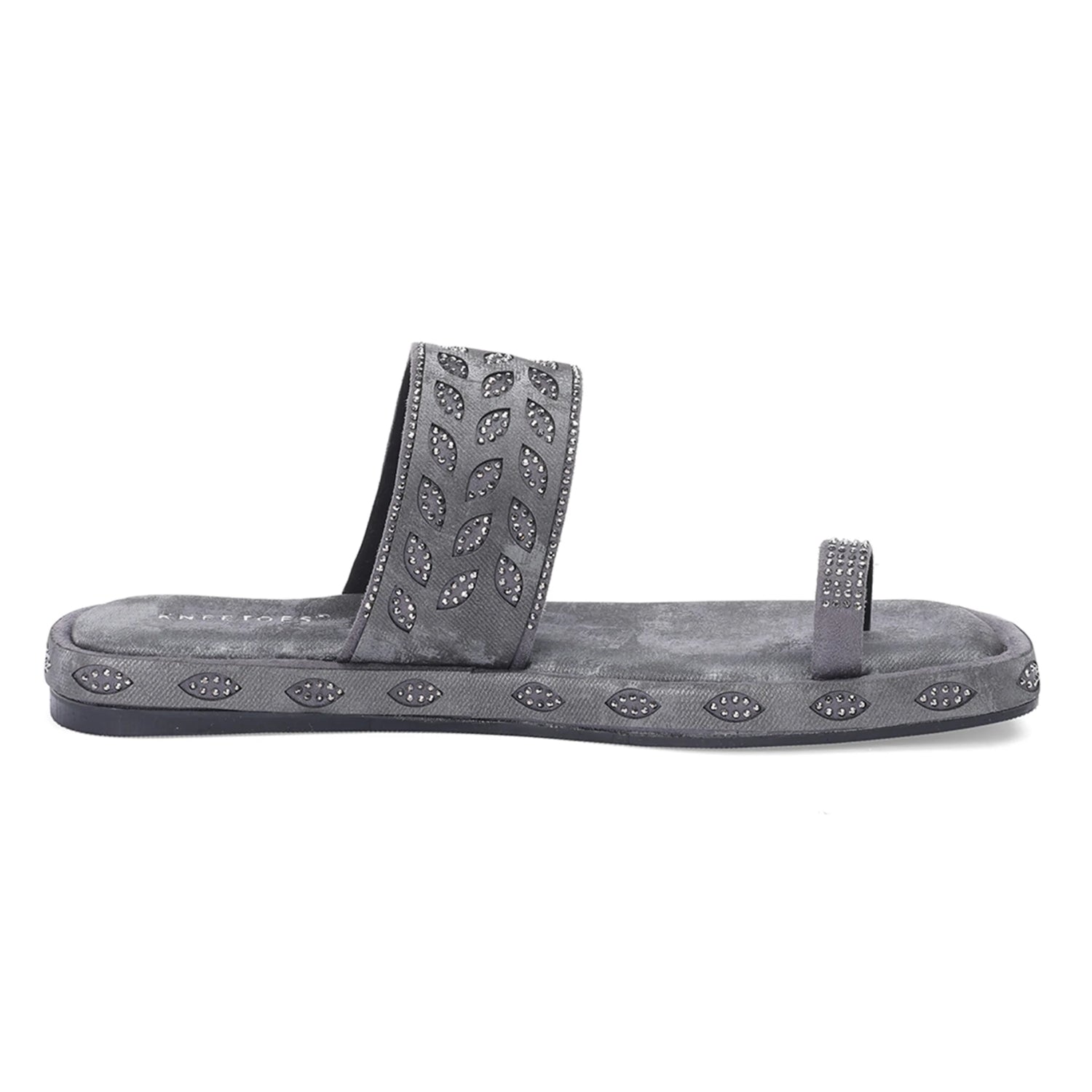 Grey Flat Comfortable One-Toe Sandals