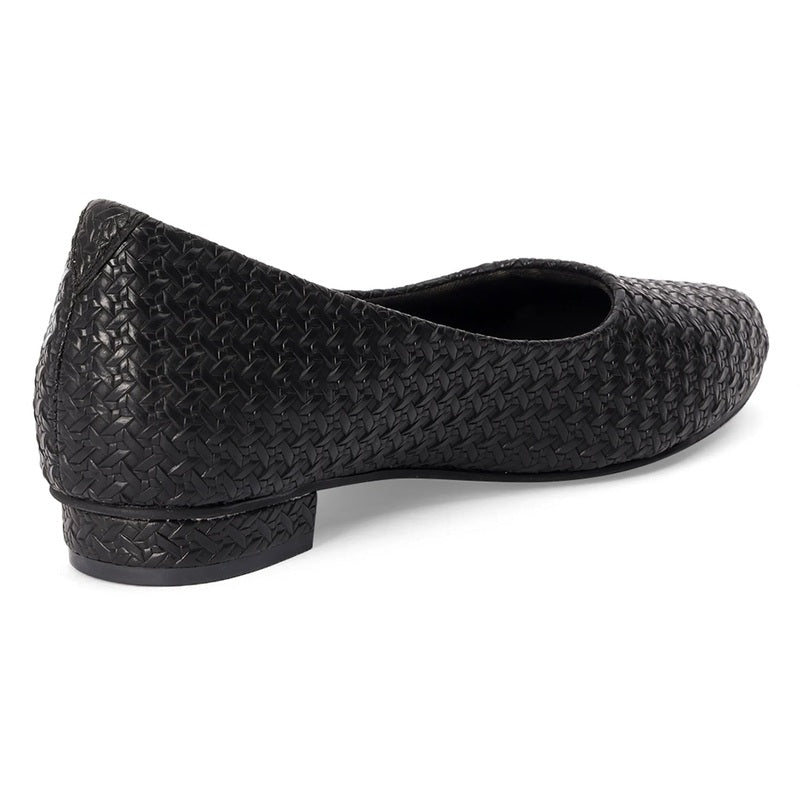 Textured Black Lightweight Block Heel Ballerinas