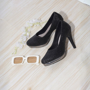 Shine Pop Black Shimmer Stiletto Pumps