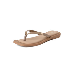 Two-tone Beige Flip-Flop Slippers