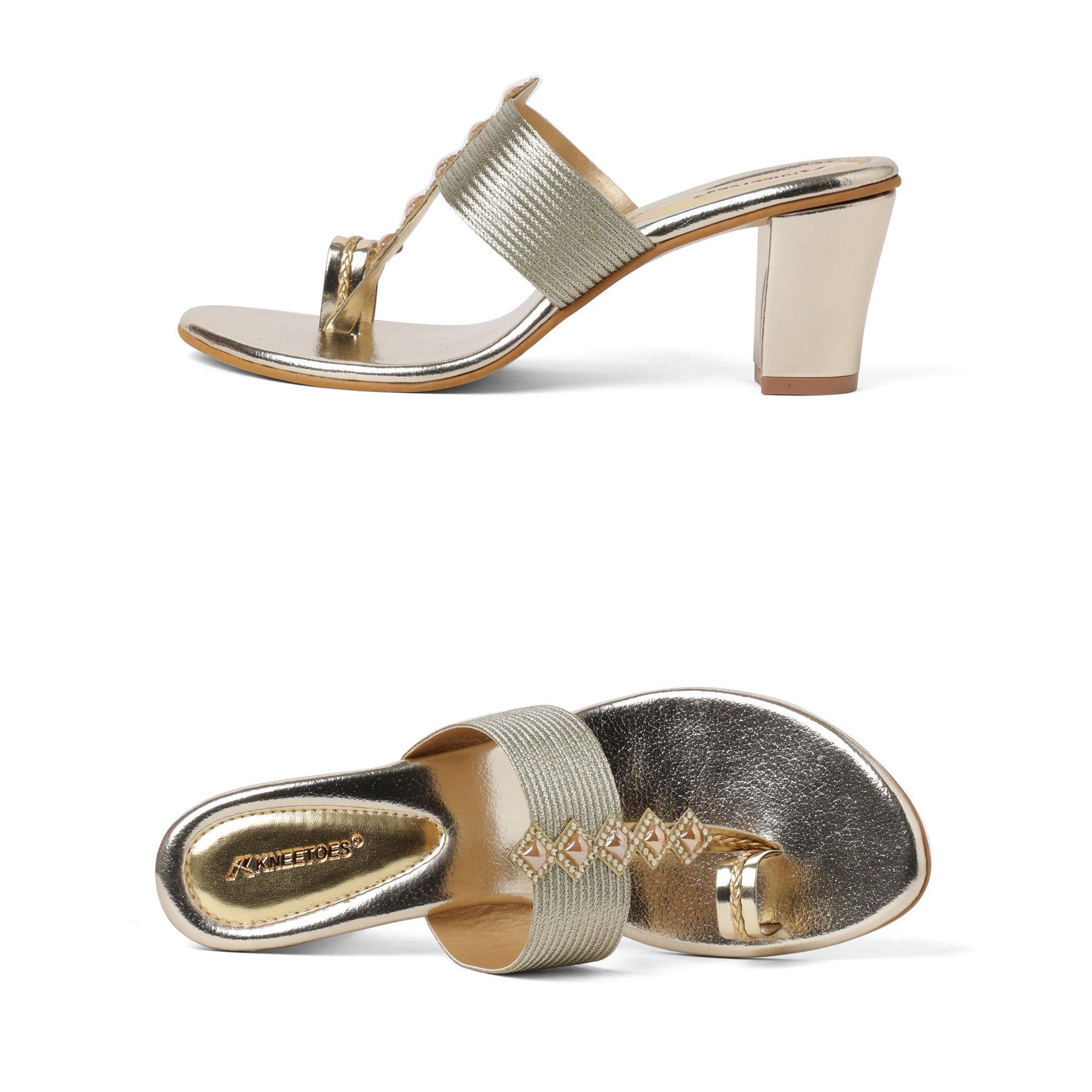 Luxe Shimmer Gold Block Sandals