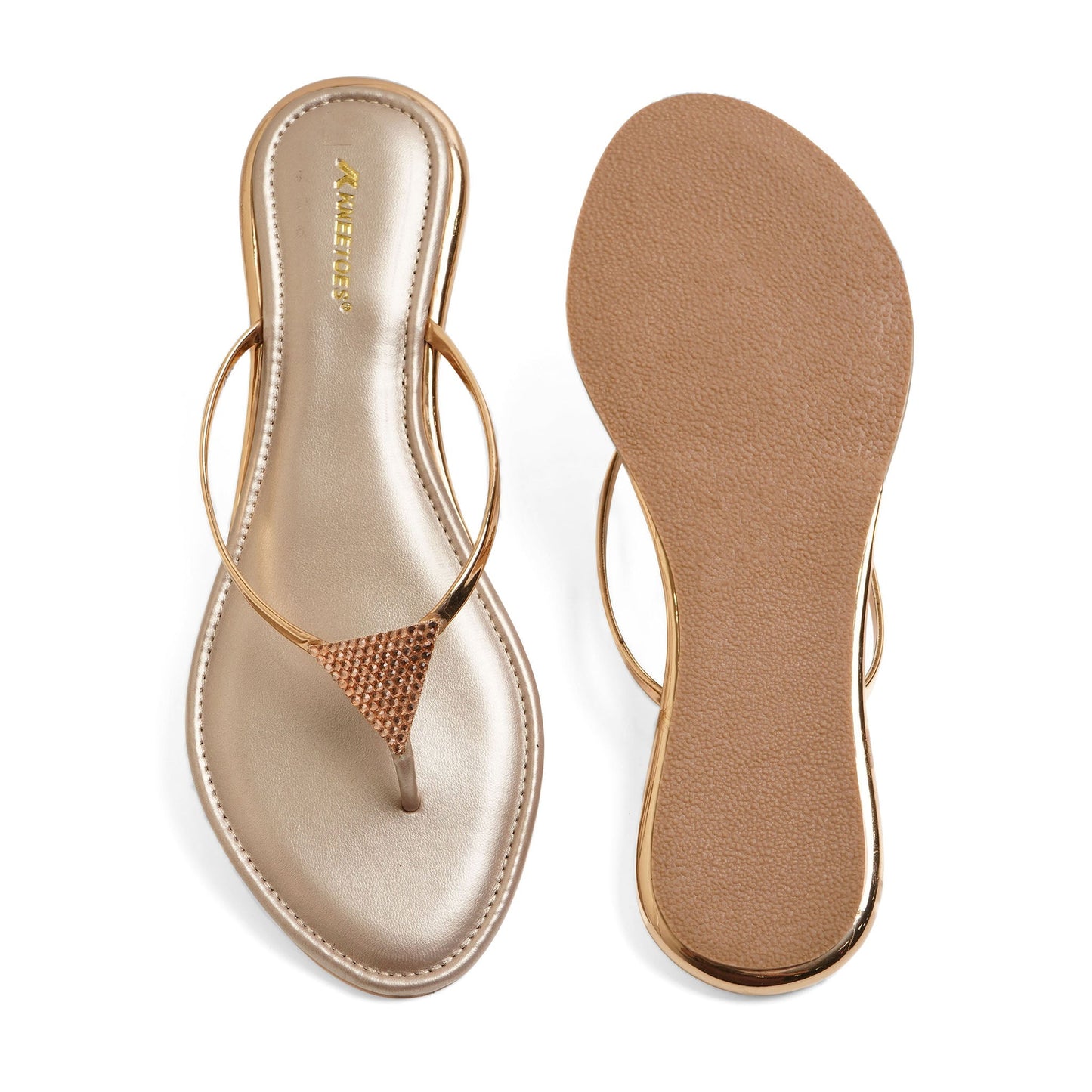 Sleek Glitter Rose Gold Flat Sliders For Everyday Casuals