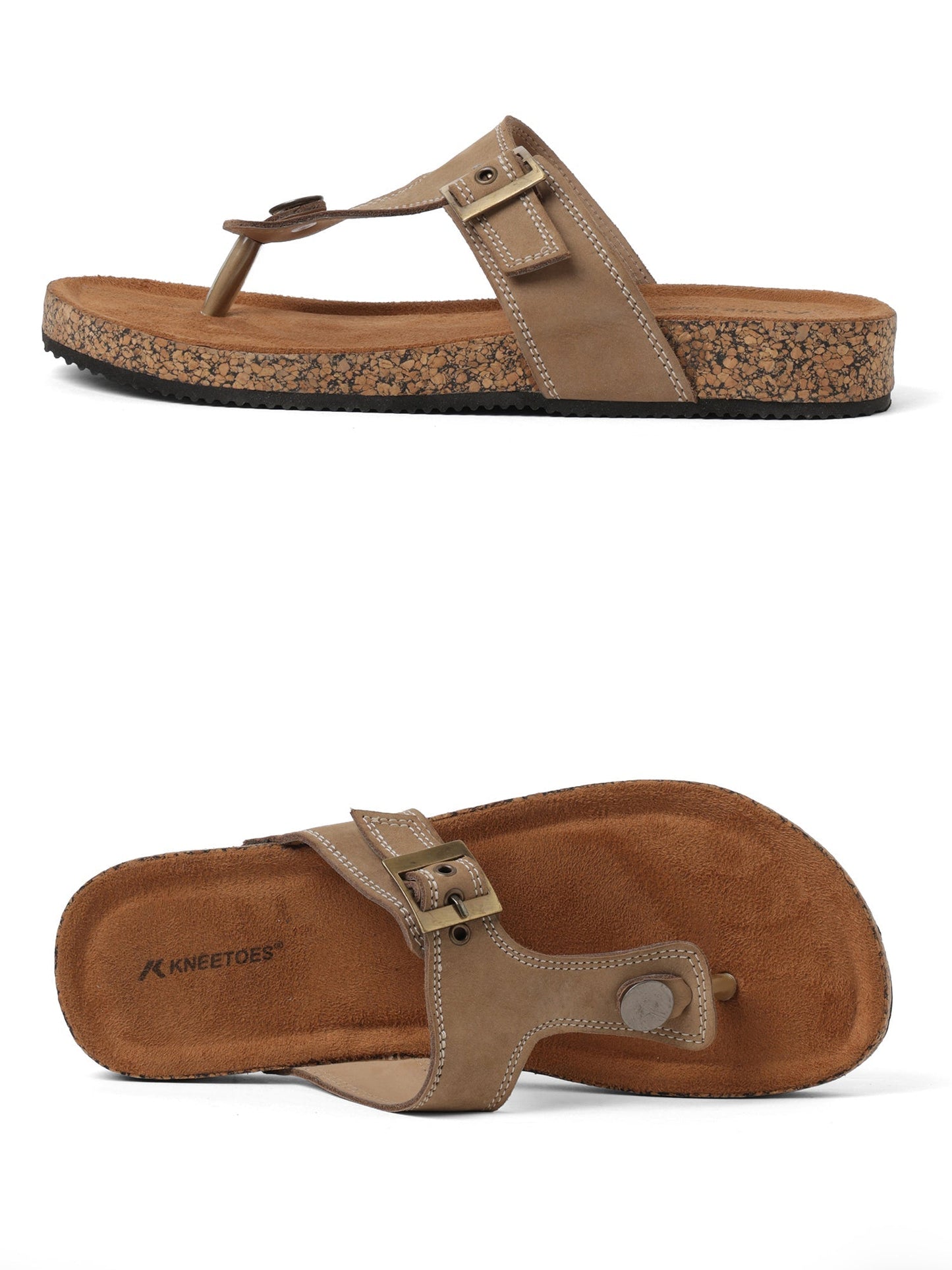 Beige Genuine Leather Sandal